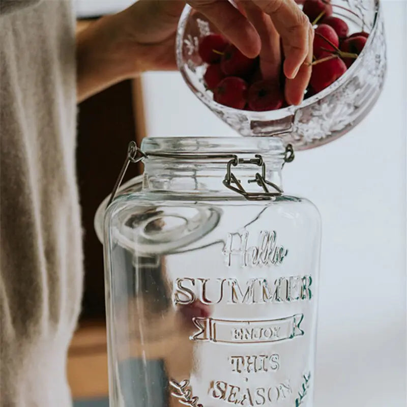 Retro Embossed Drink Dispenser Jar