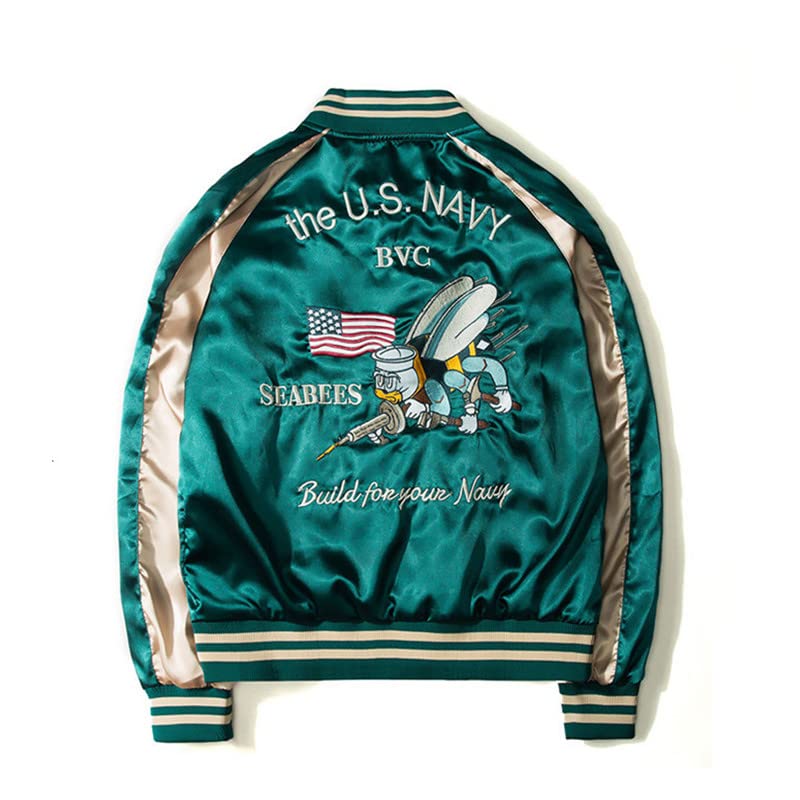 Sukajan Satin Embroidery Jacket for Men & Women.Double-Sided Spring Streetwear.Printed Couple Jacket Double M